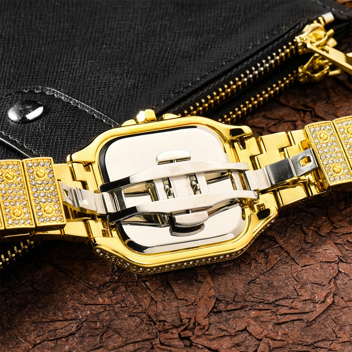 Aokaishen Iced Out Diamonds Watch – Stainless Steel, Zircon, Trendy