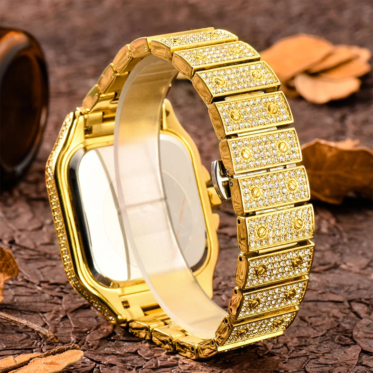 Aokaishen Iced Out Diamonds Watch – Stainless Steel, Zircon, Trendy