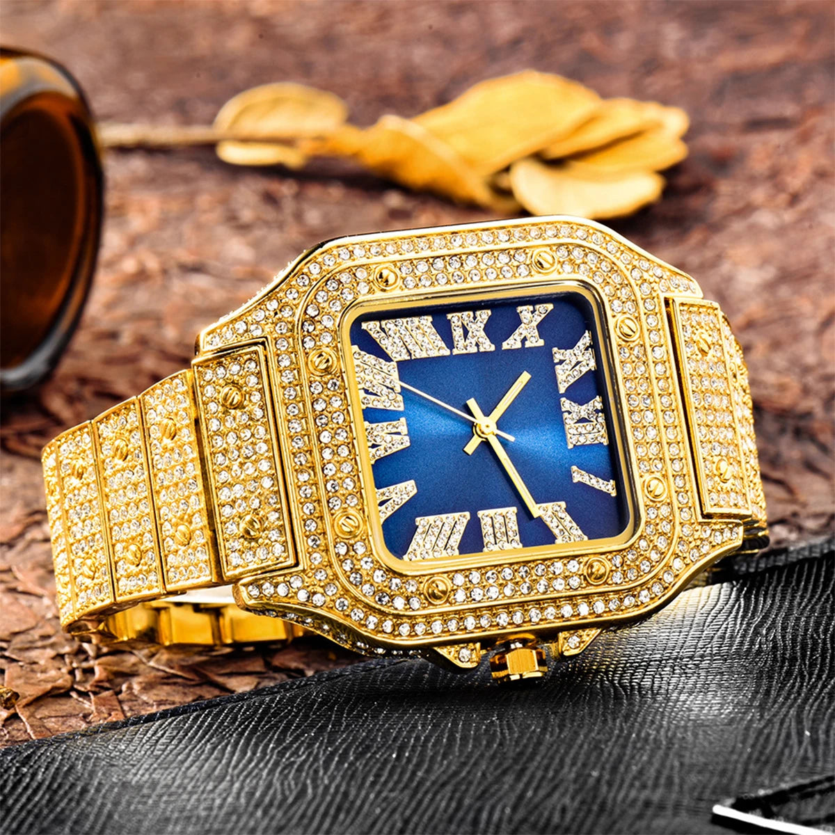 Aokaishen Iced Out Diamonds Watch – Stainless Steel, Zircon, Trendy