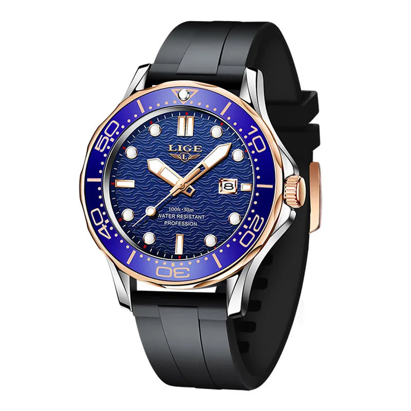 LIGE Men’s Business Quartz Watch – Waterproof, Stainless Steel