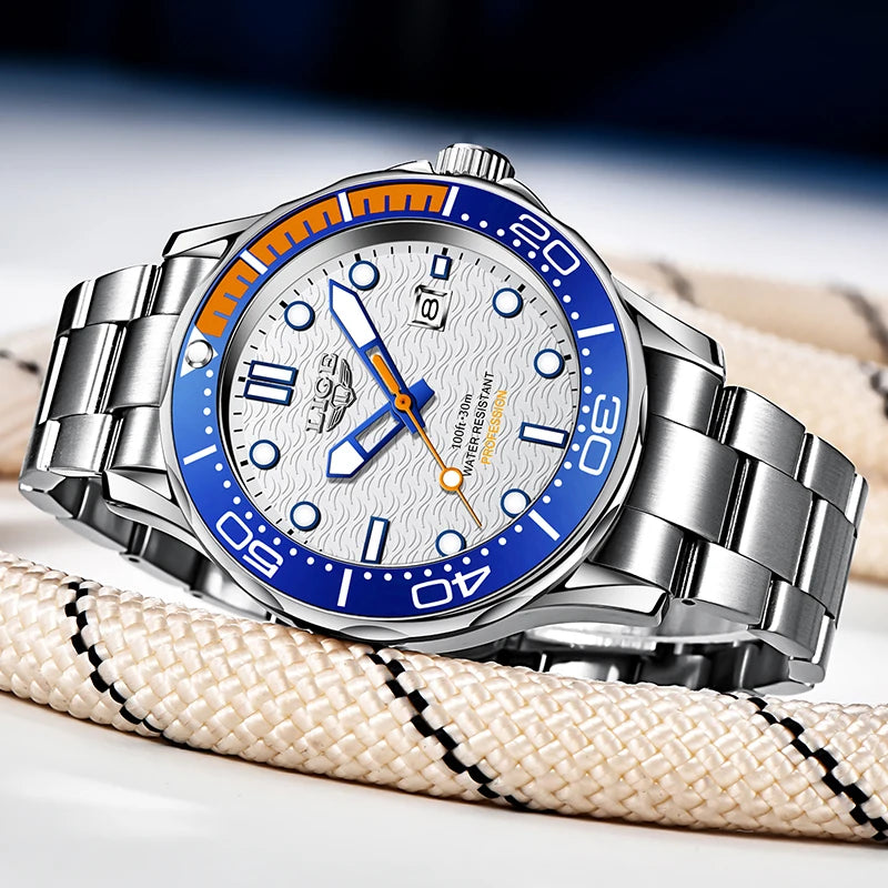 LIGE Men’s Business Quartz Watch – Waterproof, Stainless Steel