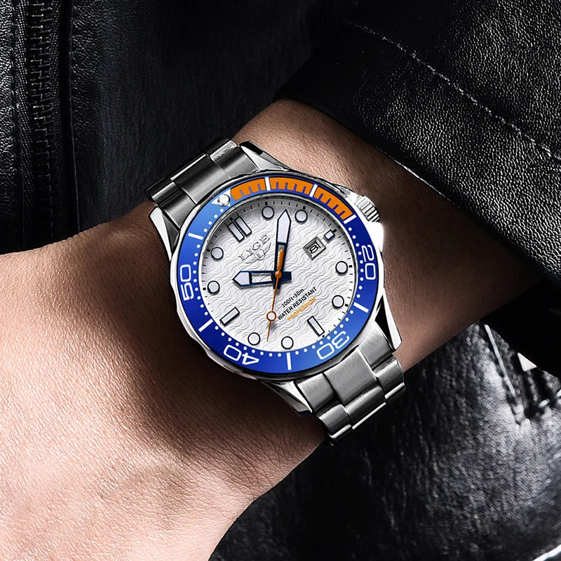 LIGE Men’s Business Quartz Watch – Waterproof, Stainless Steel