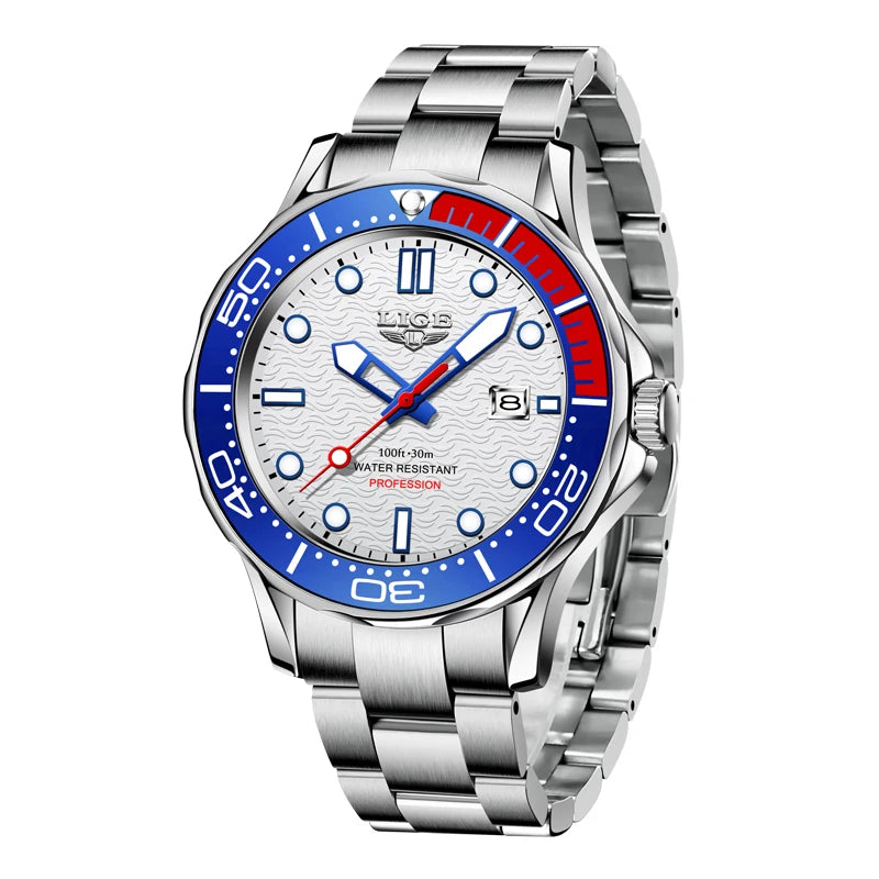 LIGE Men’s Business Quartz Watch – Waterproof, Stainless Steel
