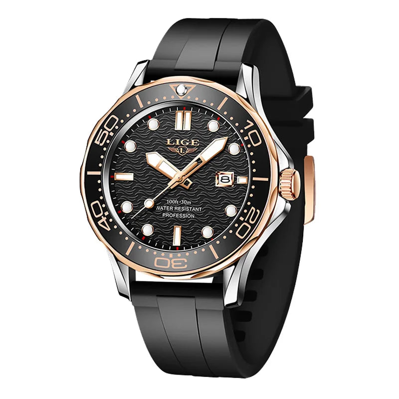 LIGE Men’s Business Quartz Watch – Waterproof, Stainless Steel
