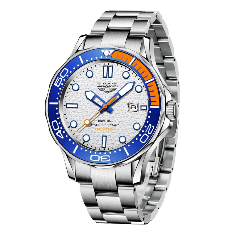 LIGE Men’s Business Quartz Watch – Waterproof, Stainless Steel